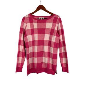 Belle By Kim Gravel Pink Plaid Sweater XS